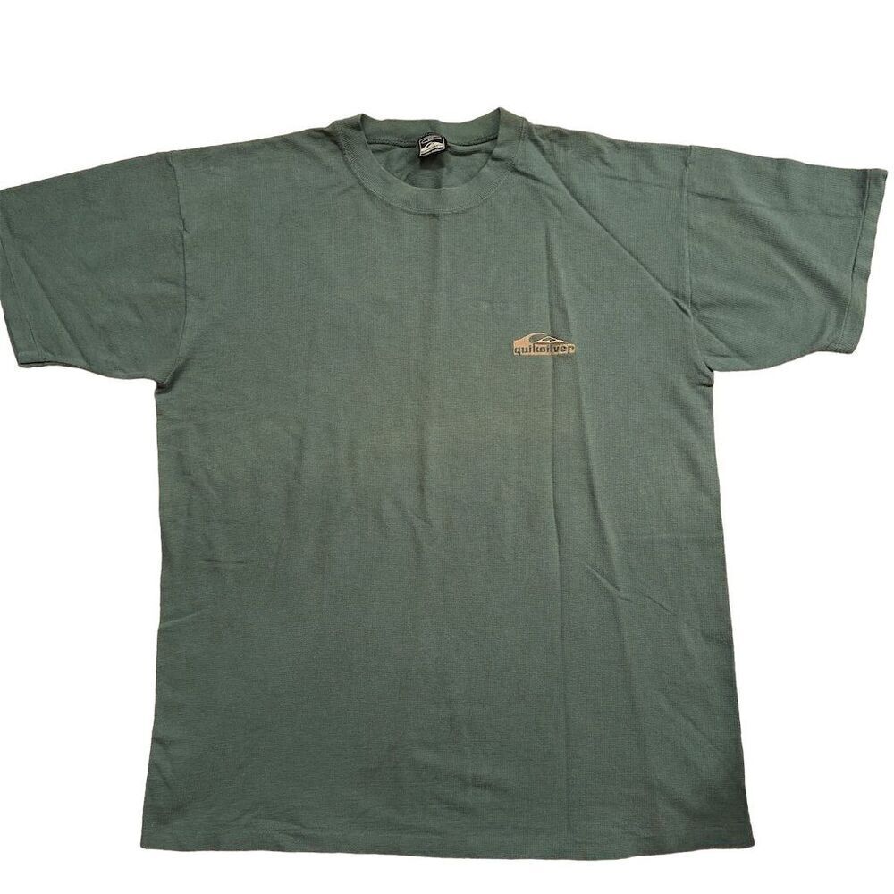 Vintage Quiksilver Men's Green Surf T-Shirt Size M Single-Stitch 90s - Picture 1 of 5
